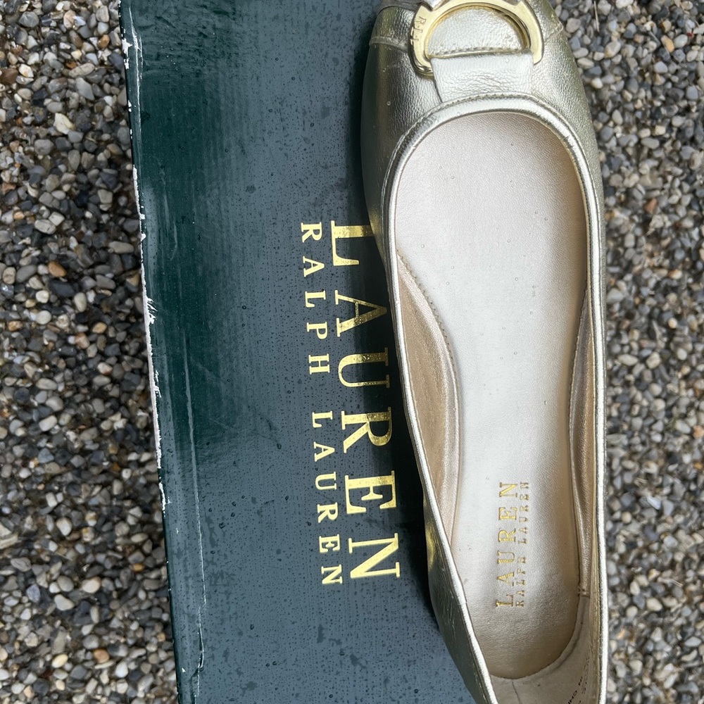 Ralph Lauren Gold Loafers Elegant Flats